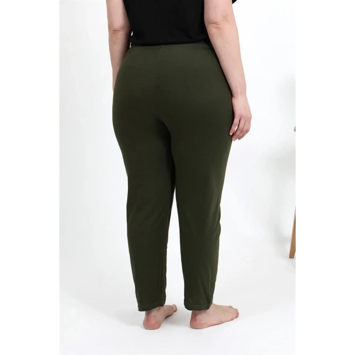 Moda Kadın Pamuklu Büyük Beden Alt Pijama Haki