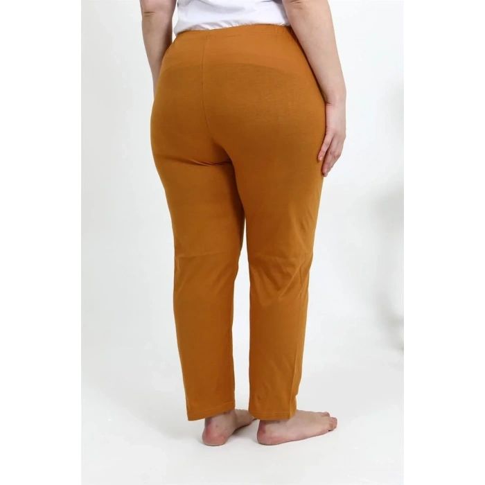 Moda Kadın Pamuklu Büyük Beden Alt Pijama Hardal