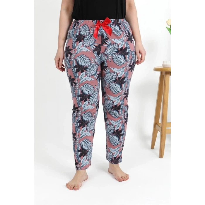 Moda Kadın Pamuklu Büyük Beden Alt Pijama Somon