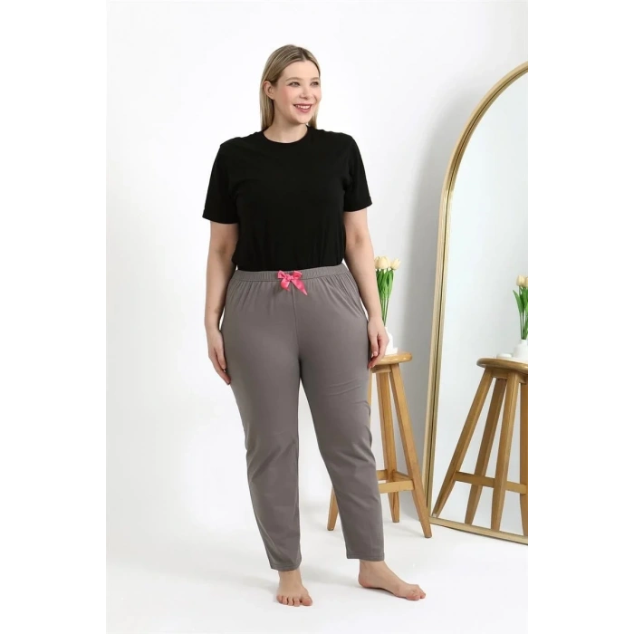 Moda Kadın Pamuklu Büyük Beden Alt Pijama Vizon
