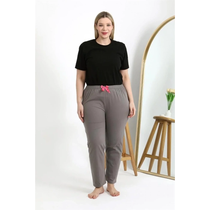 Moda Kadın Pamuklu Büyük Beden Alt Pijama Vizon