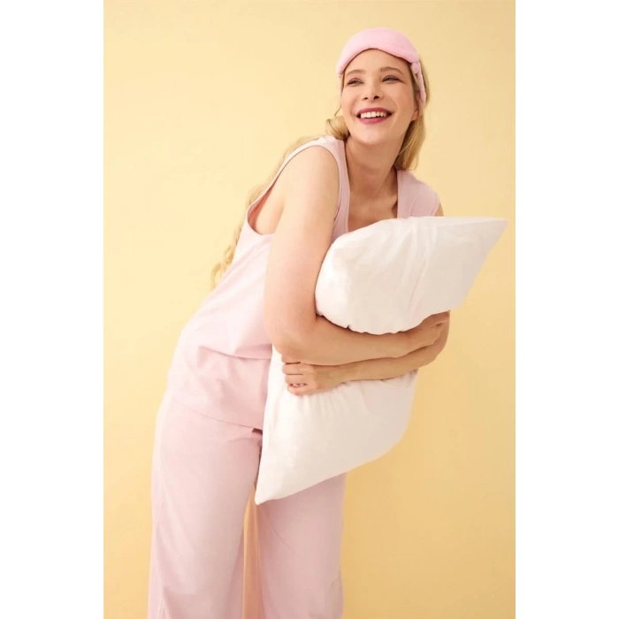 Moda Kadın Pembe Büyük Beden Penye Alt Üst Takım