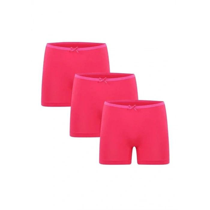 Moda Kadın Penye 3lü Boxer Fuşya
