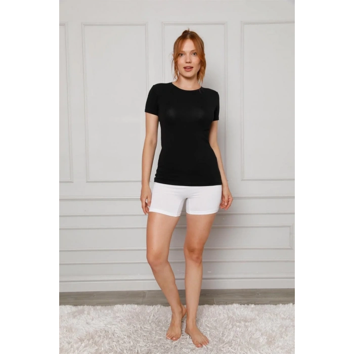 Moda Kadın Penye Boxer Beyaz