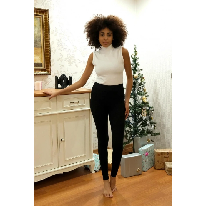 Moda Kadın Penye Kalın Tayt – Yüksek Bel Rahat Günlük Kullanım Taytı
