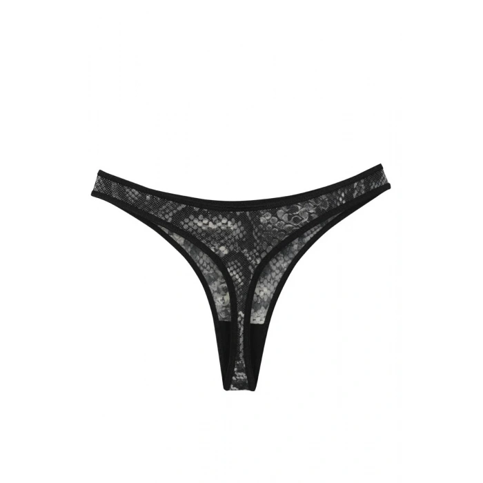 Moda Kadın Siyah Yılan Desenli 2li Tanga Slip