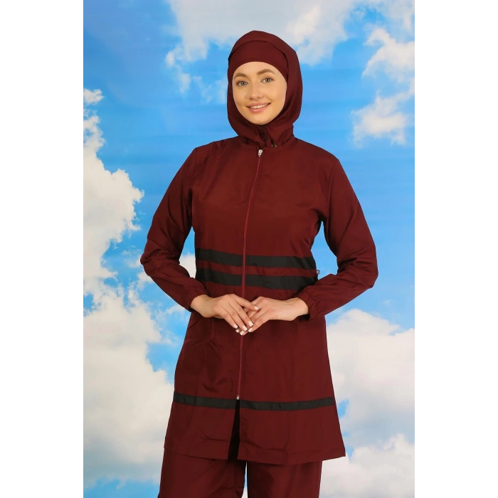 Moda Kadın Tam Tesettür Mayo Bordo