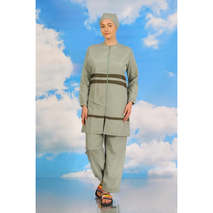 Moda Kadın Tam Tesettür Mayo Su Yeşili