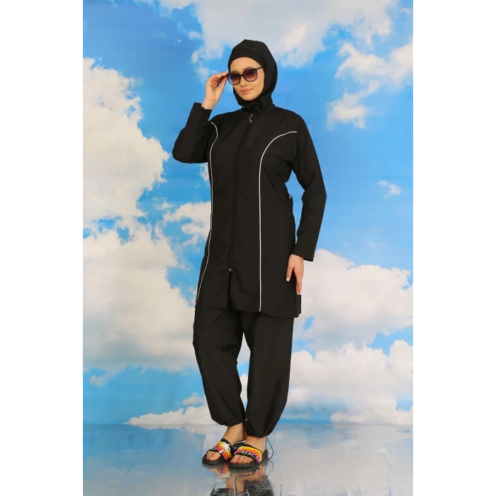 Moda Kadın Tam Tesettür Siyah Mayo