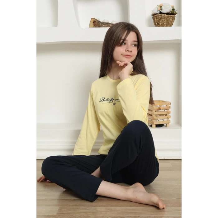 Moda Kız Çocuk Penye Pijama Takım Sarı