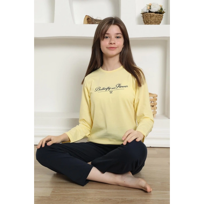 Moda Kız Çocuk Penye Pijama Takım Sarı