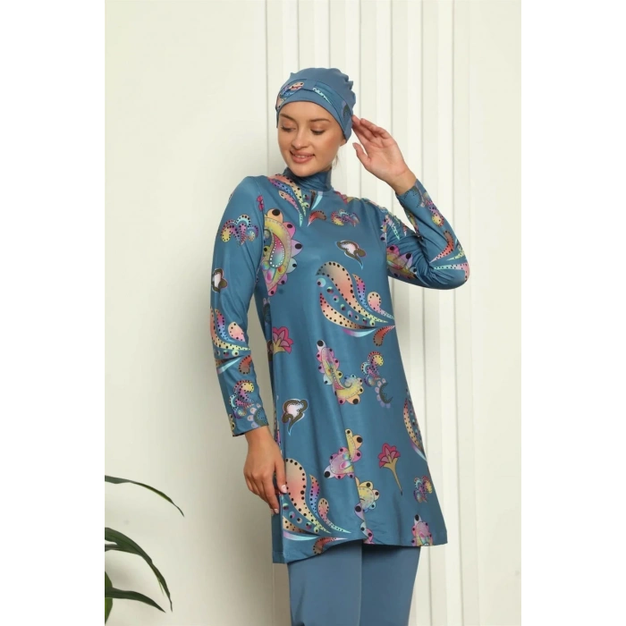 Moda Tam Tesettür Dijital Desenli Mayo 31043