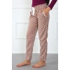 Moda Bayan Polar Tek Alt Pijama Kahve