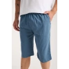 Moda Erkek Cepli Pamuk Penye Şort İndigo