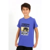 Moda Erkek Çocuk Kısa Kol Penye Pijama Takım Saks