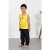 Moda Erkek Çocuk Sıfır Kol Penye Pijama Takım Sarı