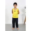 Moda Erkek Çocuk Sıfır Kol Penye Pijama Takım Sarı
