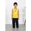 Moda Erkek Çocuk Sıfır Kol Penye Pijama Takım Sarı