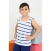 Moda Erkek Çocuk Sıfır Kol Şortlu Beyaz Penye Pijama Takımı