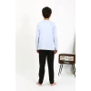 Moda Erkek Çocuk Uzun Kol Penye Pijama Takım BuzMavisi