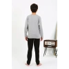 Moda Erkek Çocuk Uzun Kol Penye Pijama Takım Gri
