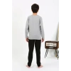 Moda Erkek Çocuk Uzun Kol Penye Pijama Takım Gri
