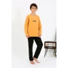 Moda Erkek Çocuk Uzun Kol Penye Pijama Takım Sarı
