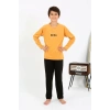 Moda Erkek Çocuk Uzun Kol Penye Pijama Takım Sarı