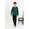 Moda Erkek Çocuk Uzun Kol Penye Pijama Takım ZümrütYeşili
