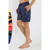 Moda Erkek Desenli Fermuar Cepli Deniz Şortu Lacivert