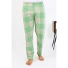 Moda Erkek Ekoseli Desen Penye Tek Alt Pijama Yeşil