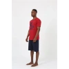 Moda Erkek Kısa Kol Bordo Penye Şortlu Pijama Takımı