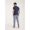 Moda Erkek Lacivert Düğmeli Yaka Kısa Kol Pijama Takımı