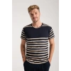 Moda Erkek Lacivert Sıfır Yaka Kısa Kol Şortlu Pijama Takımı