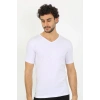 Moda Erkek Likralı V Yaka Beyaz T-Shirt