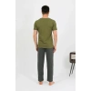 Moda Erkek Pamuk Kısa Kol Pijama Takım Haki