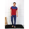 Moda Erkek Penye 3lü Parlamentmavi Parçalı Pijama Takımı