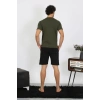 Moda Erkek Penye Haki 3lü Pijama Takımı