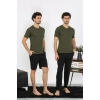 Moda Erkek Penye Haki 3lü Pijama Takımı