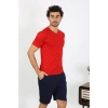 Moda Erkek Penye Kırmızı 3lü Pijama Takımı