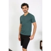 Moda Erkek Penye Petrol Rengi 3lü Pijama Takımı