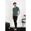Moda Erkek Penye Petrol Rengi 3lü Pijama Takımı