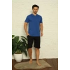 Moda Erkek Saks V Yaka 3lü Pijama Takım