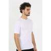 Moda Erkek Sıfır Yaka Likralı Beyaz T-Shirt