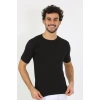 Moda Erkek Sıfır Yaka Likralı Siyah T-Shirt
