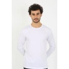 Moda Erkek Sıfır Yaka Uzun Kol Beyaz Fanila