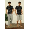 Moda Erkek Siyah V Yaka 3lü Pijama Takım