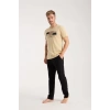 Moda Erkek Ten Rengi Kısa Kol Pijama Takımı