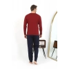 Moda Erkek Uzun Kol Penye Bordo Pijama Takımı