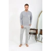 Moda Erkek Uzun Kol Penye Gri Pijama Takımı